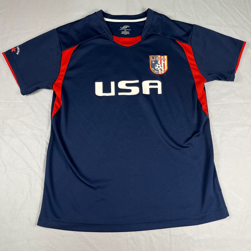 USA Soccer Jersey Number 18 Navy Blue Red Kids XL 18/20 Simply For Sports